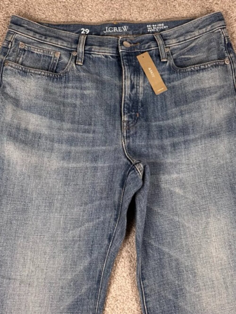 J. Crew '84 Slouchy Medium Wash Blue Jean Solid Button Fly Straight Legs Size 29
